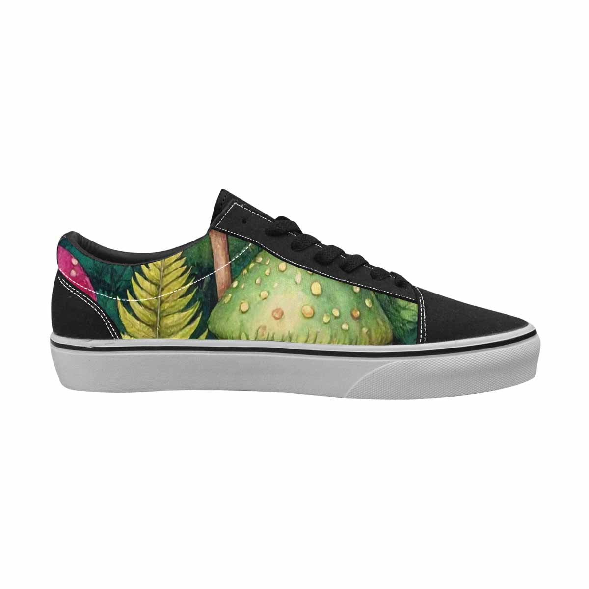 WOMEN'S Mushrooms  Botanical Mushrooms Lace-Up Canvas Vibrant Chaos Custom Sneakers