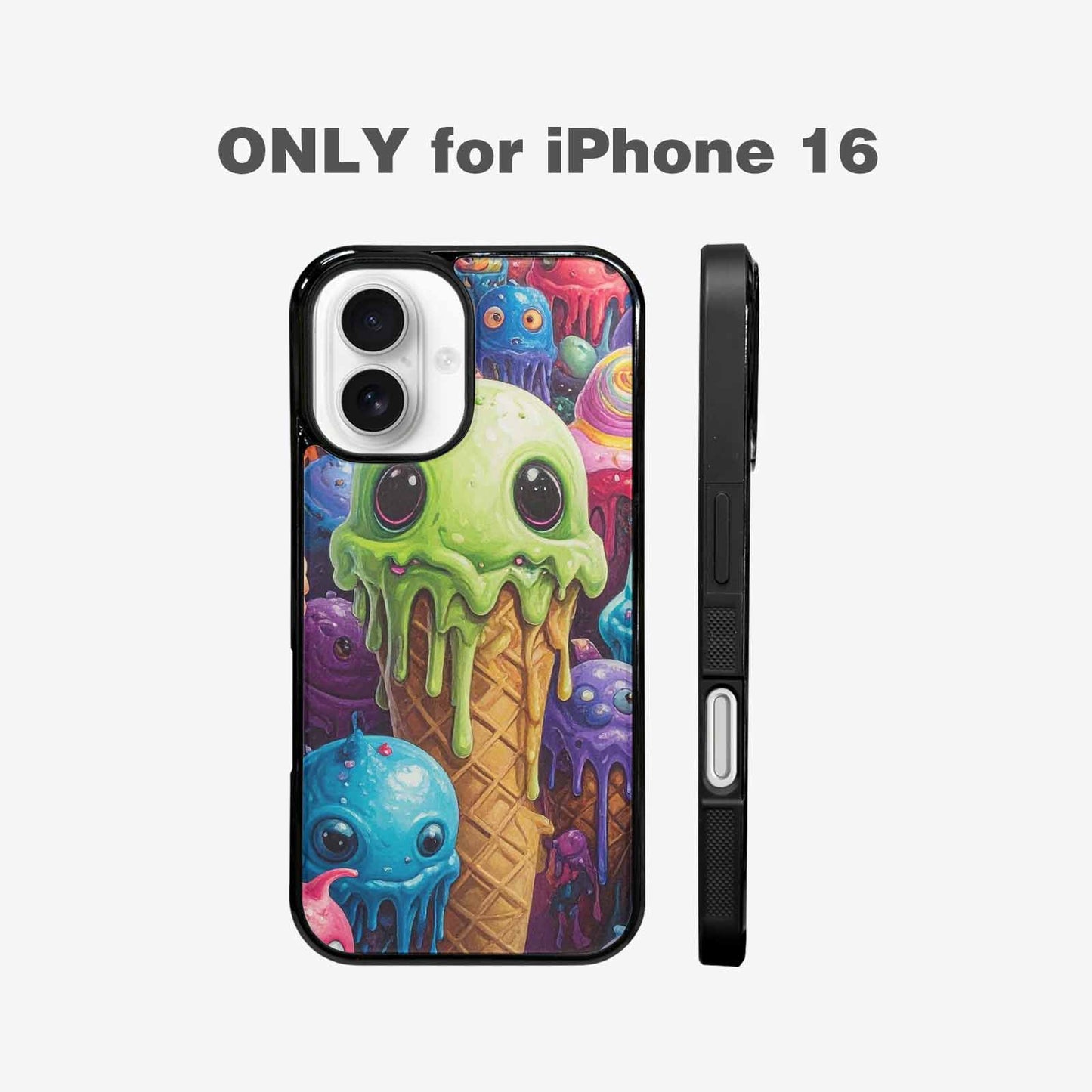 iPhone 16 Case — Melting Ice Cream Monster Charac, Custom Phone Case