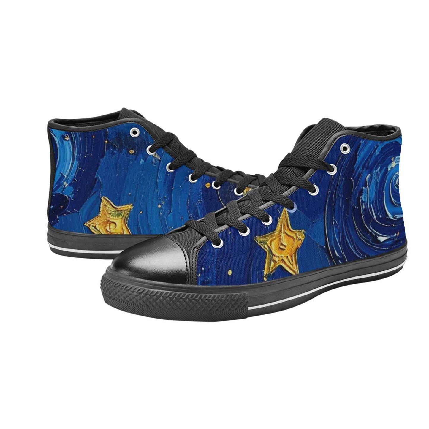 MEN'S Starry Night Galaxy High Top Canvas Surreal Custom Sneakers