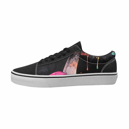MEN'S Mushrooms Black & Pink Ink Canvas Wearable Art Dreamcore Handmade Custom Shoes
