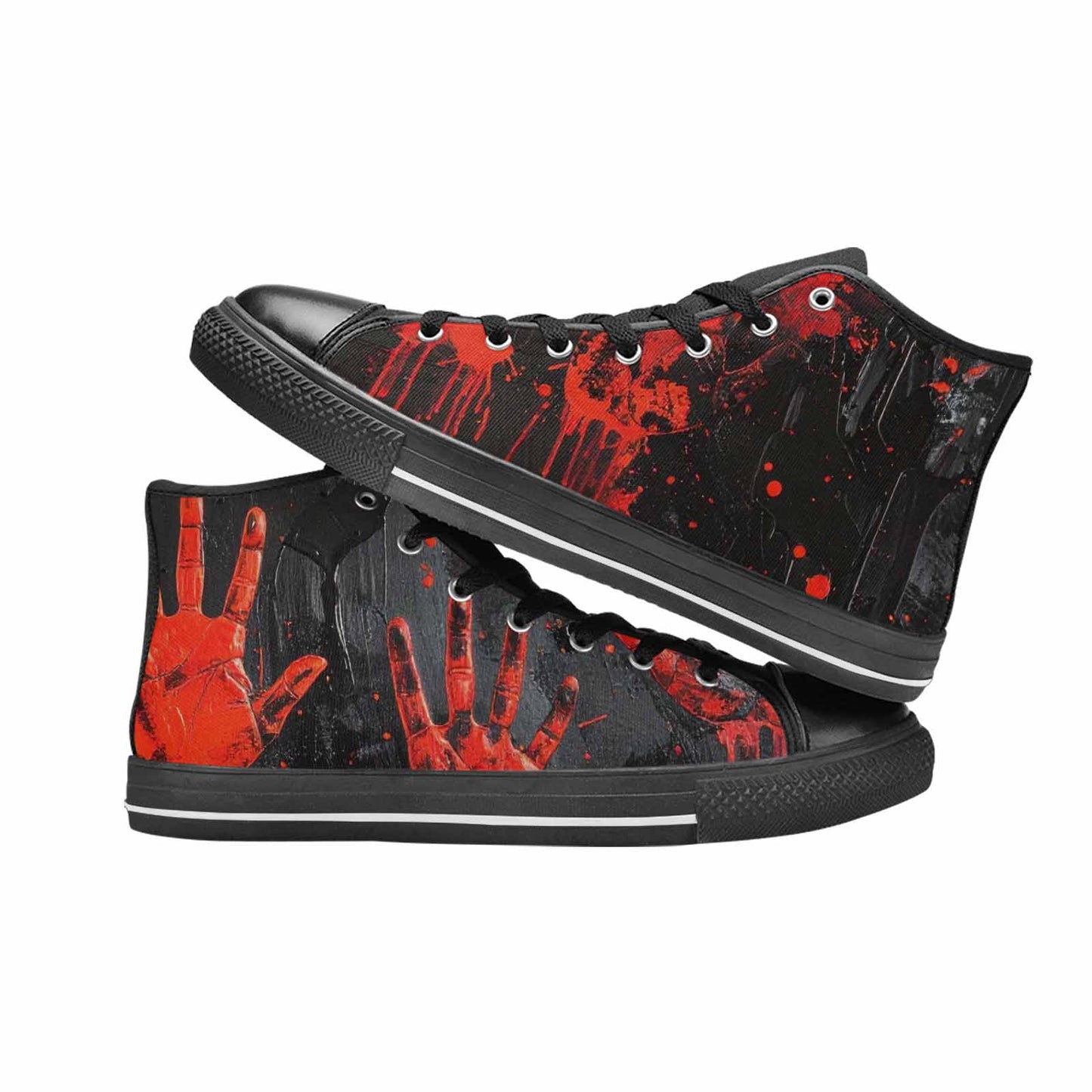 MEN'S Halloween Splatter Handprint High Top Canvas Neon Fantasy Sneakers