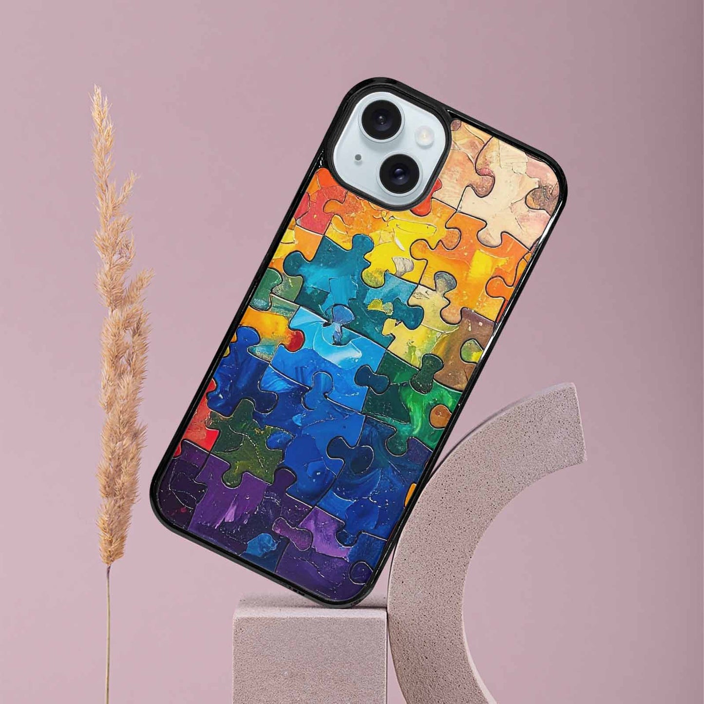 iPhone 15 Plus Case — Autism Puzzle Pieces Puzzle Piece Pattern, Custom Print Case Cover