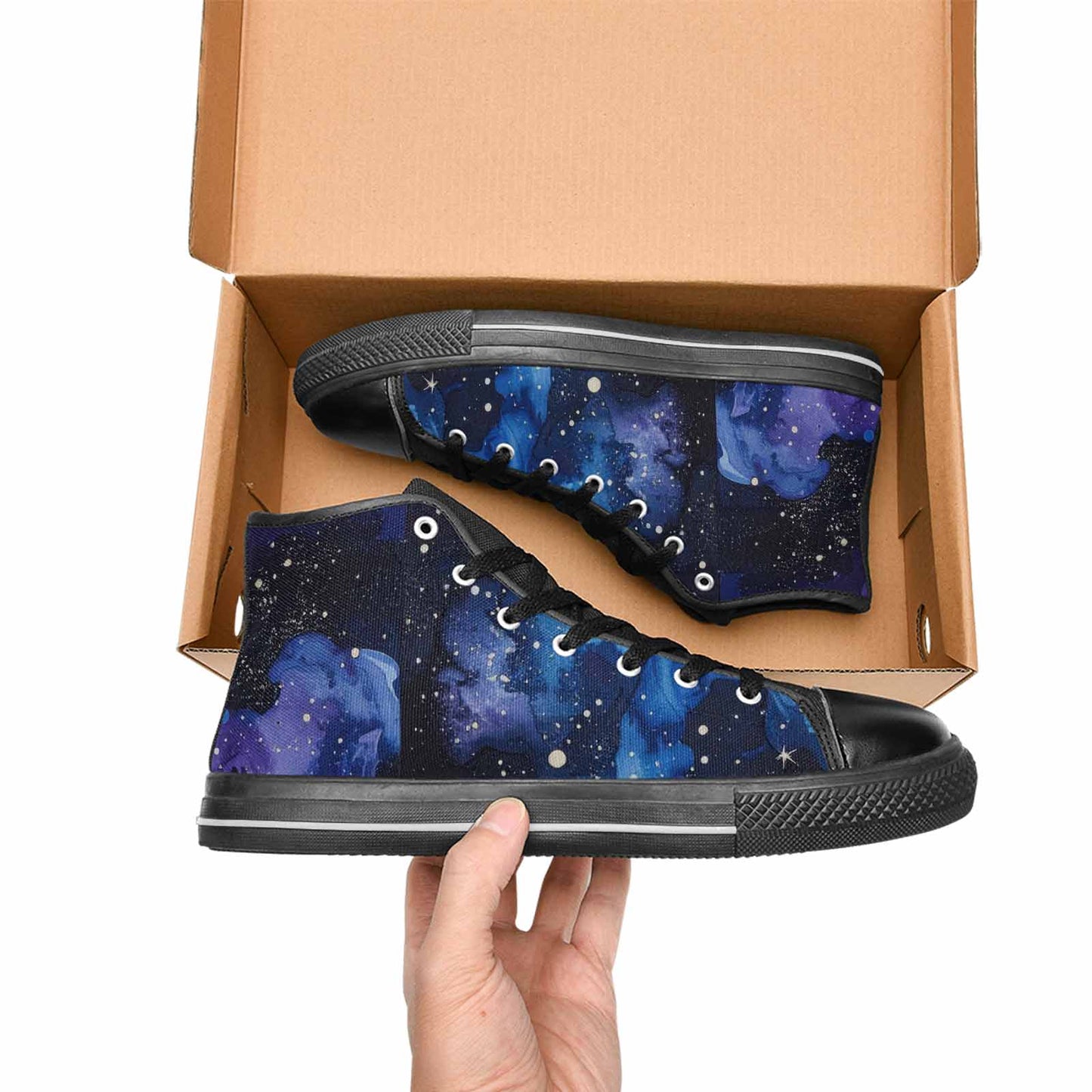 WOMEN'S Galaxy Art - High Top Canvas Dark Academia Custom Sneakers