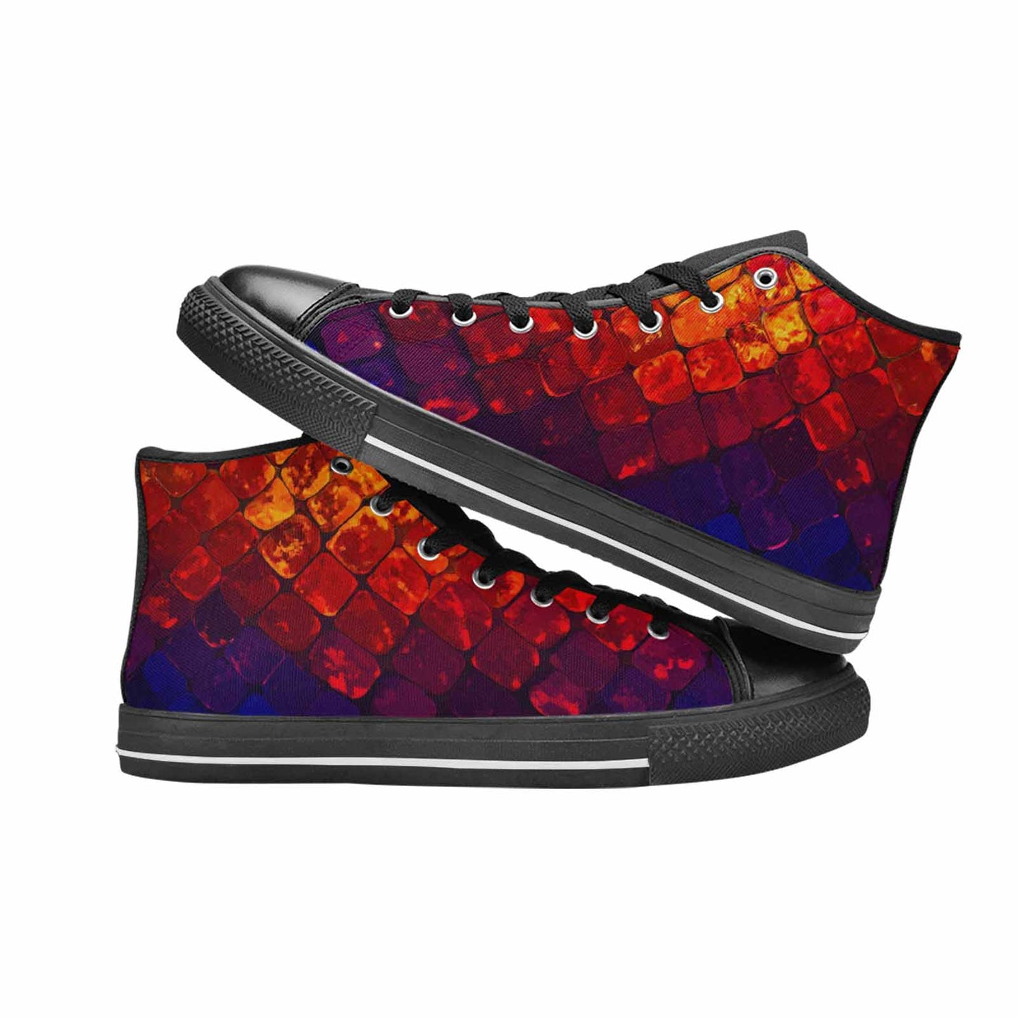 MEN'S Dark Snake Print High Top Canvas Aesthetic Sneakers