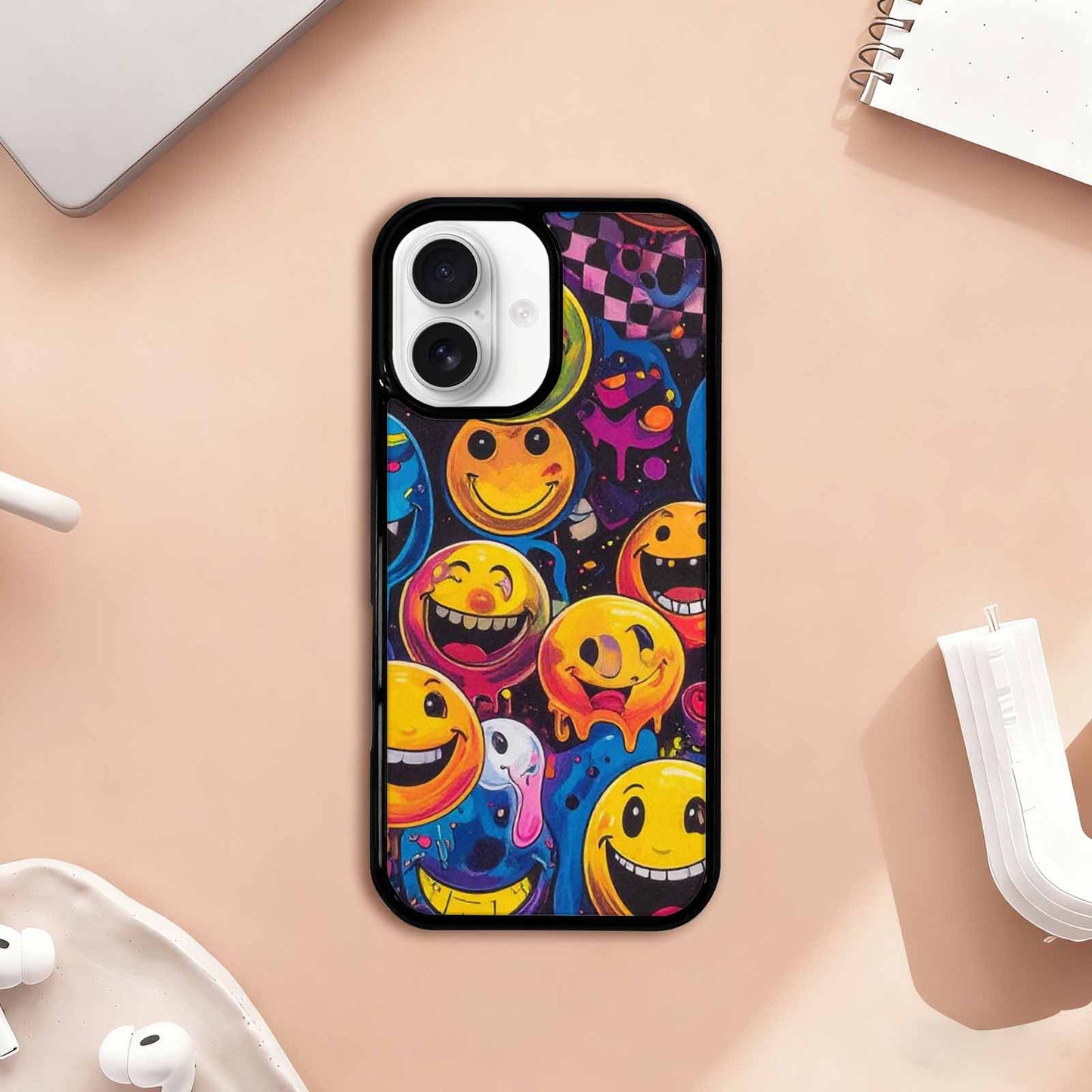iPhone 17 Case — Small Yellow Smiley Face Original Art, Custom Art Phone Cover