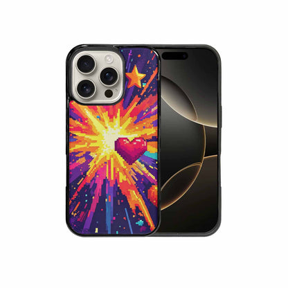 iPhone 16 Pro Case — Pixel Art 8 Bit Burst Pattern, Custom Print Case Cover
