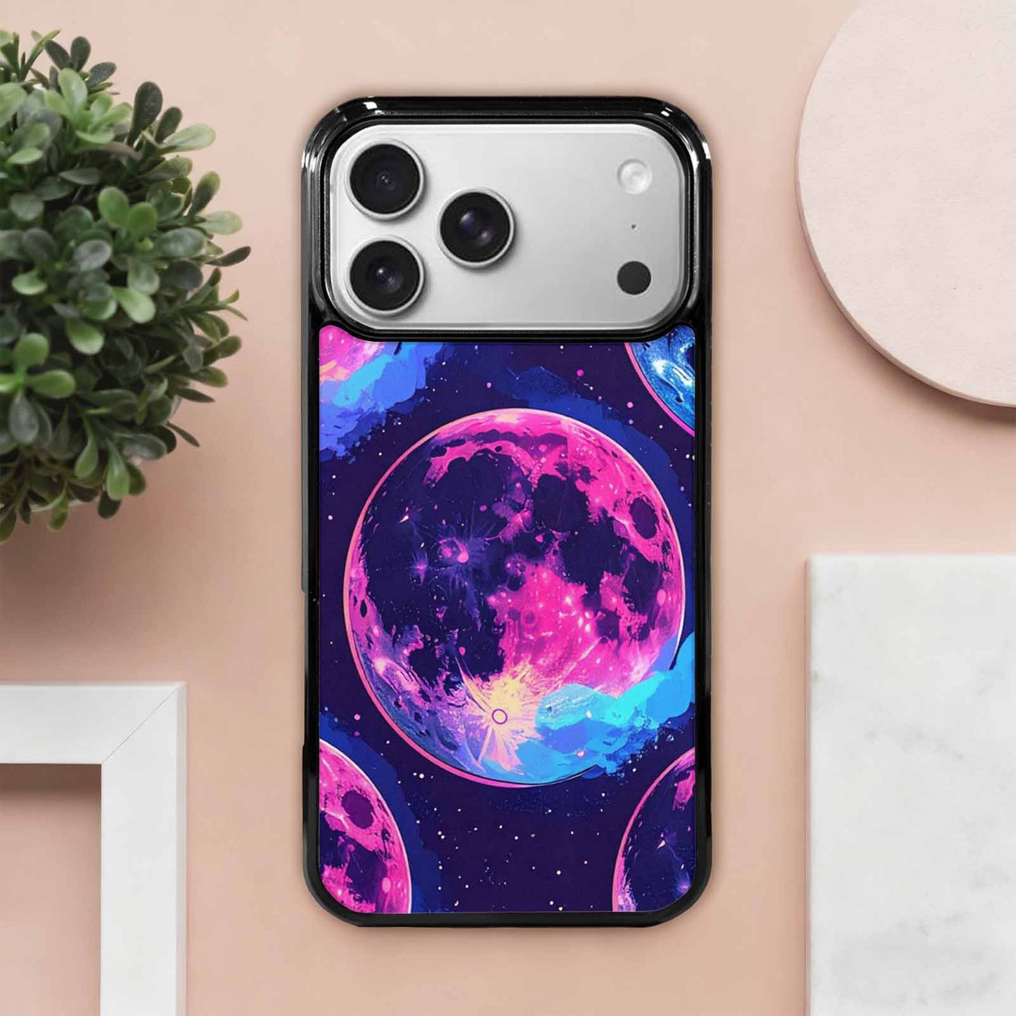 iPhone 17 Pro Max Case — Neon Winter Moon Cartoon Cute, Custom Print Case Cover