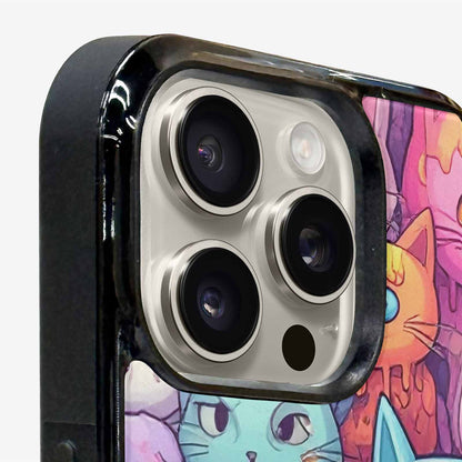 iPhone 15 Pro Max Case — Pastel Gore Cat Character Pattern Hundreds, Personalized Phone Case