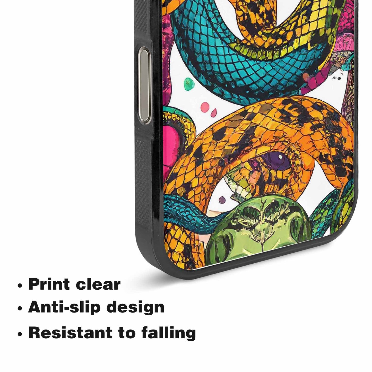 iPhone 15 Pro Max Case — Snake Print Skull, Custom Art Phone Cover