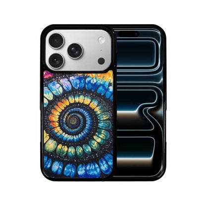 iPhone 17 Pro Case — Tie Dye Swirls Black Blue Tie, Customized Protective Case