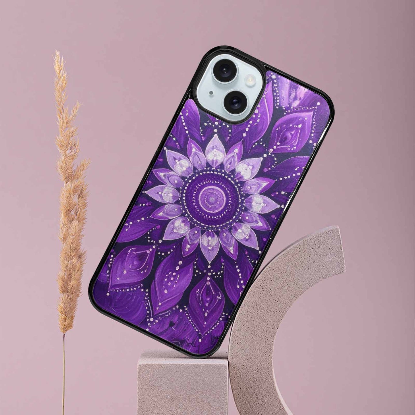 iPhone 15 Plus Case — Purple Mandala Bohemian Print Edge To, Personalized Phone Case