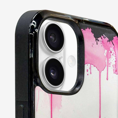 iPhone 16 Case — Sunflower Burst Black Pink Ink Sunflowers, Original Design Phone Case