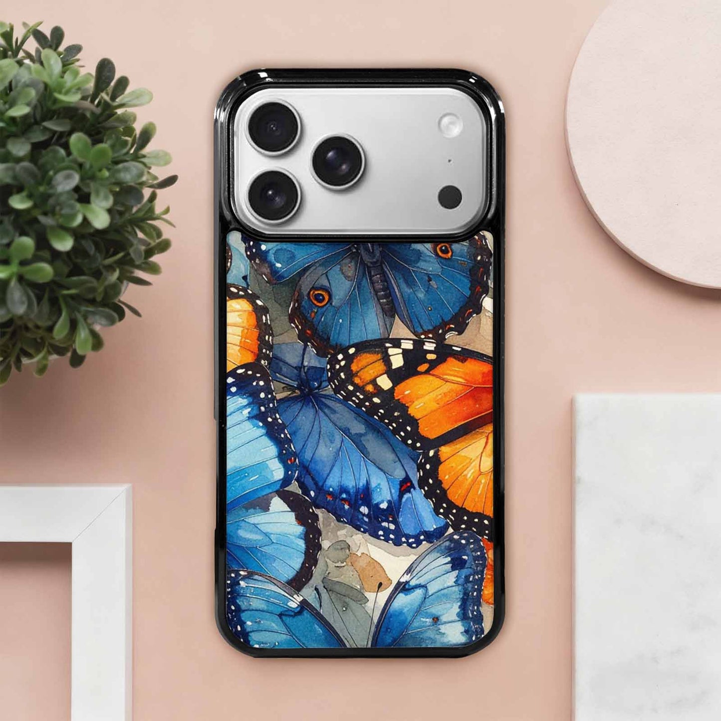 iPhone 17 Pro Max Case — Small Butterfly Wing Pattern, Original Art, Custom Printed Phone Case