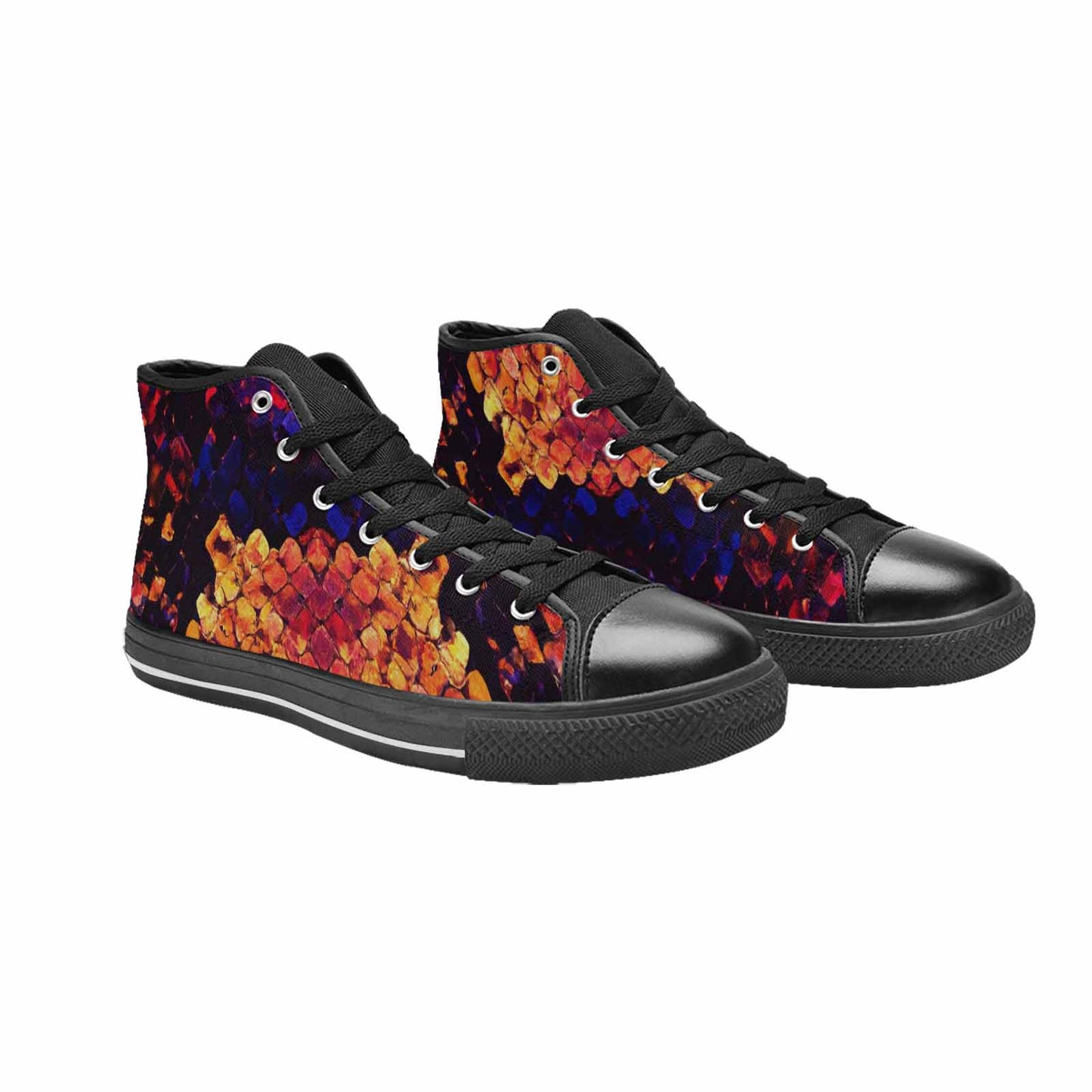 WOMEN'S Dark Snake Print High Top Canvas Y2K Sneakers