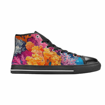 WOMEN'S Fish Scale Coral High Top Canvas Surreal Sneakers