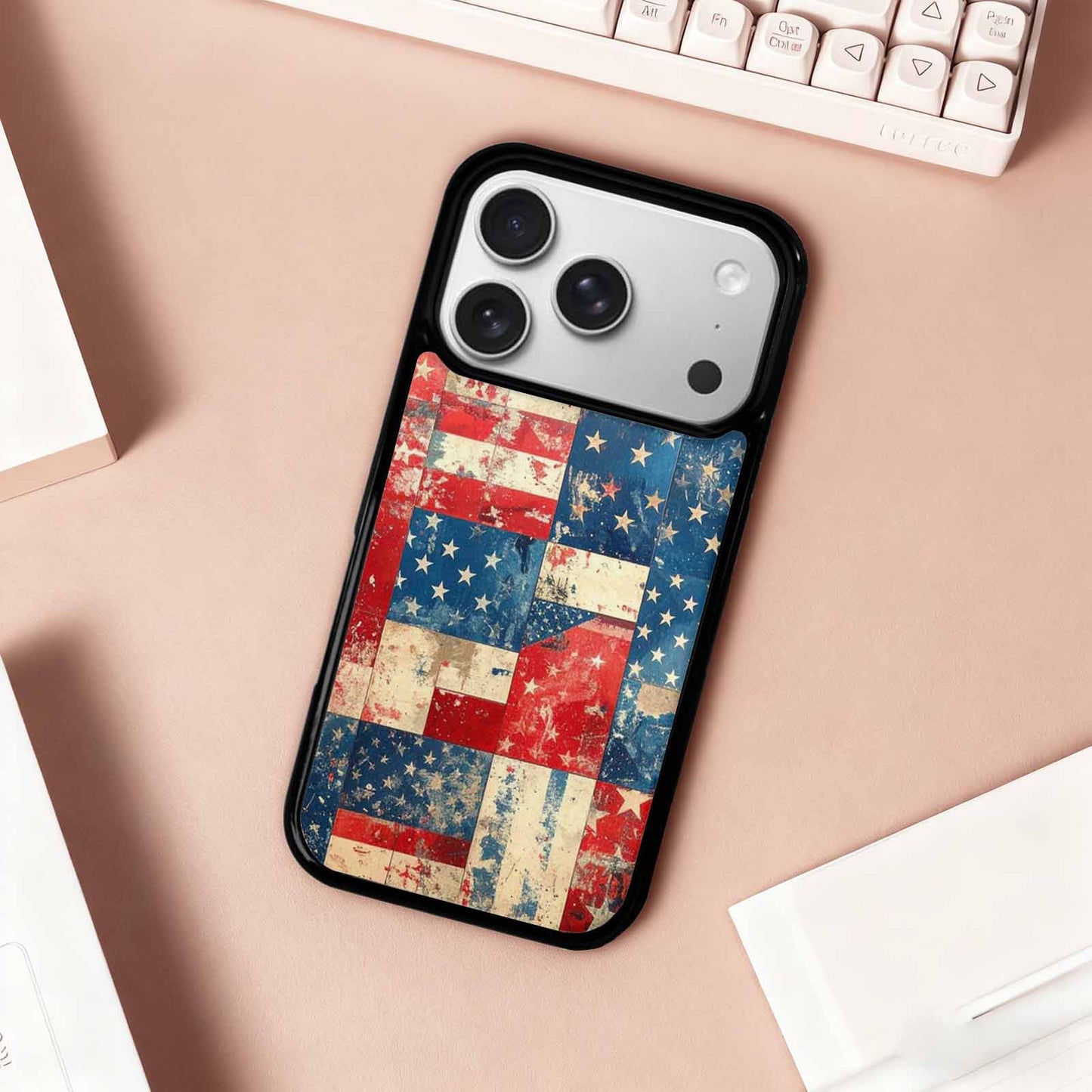 iPhone 17 Pro Case — Small American Flag Stars And Galaxy, Custom Print Case Cover