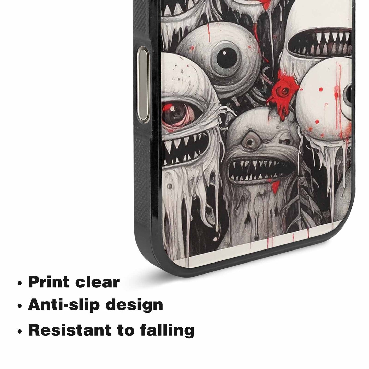 iPhone 16 Pro Case — Multi Eye Monster Black Red Ink, Customized Protective Case