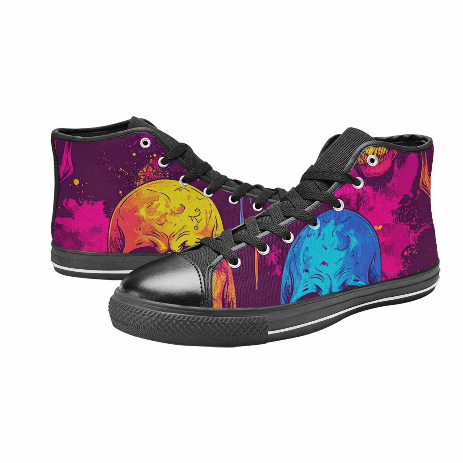 MEN'S Tie Dye Skulls Print High Top Canvas Aesthetic Shoes