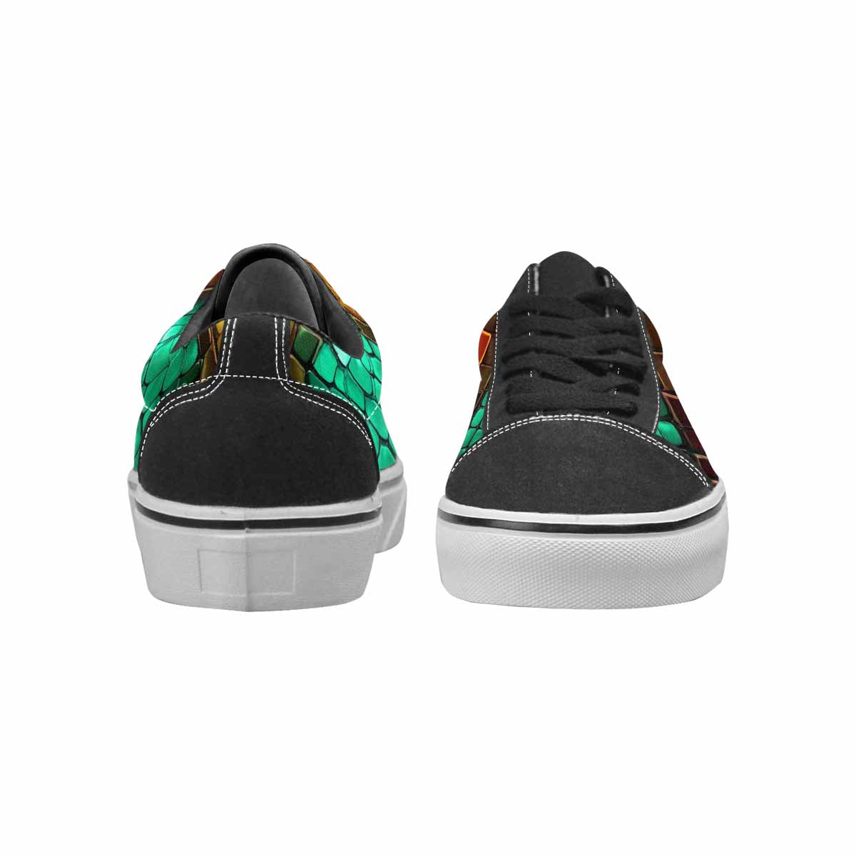 WOMEN'S Dark Snake Print Canvas Lace-Up Vibrant Chaos Custom Sneakers