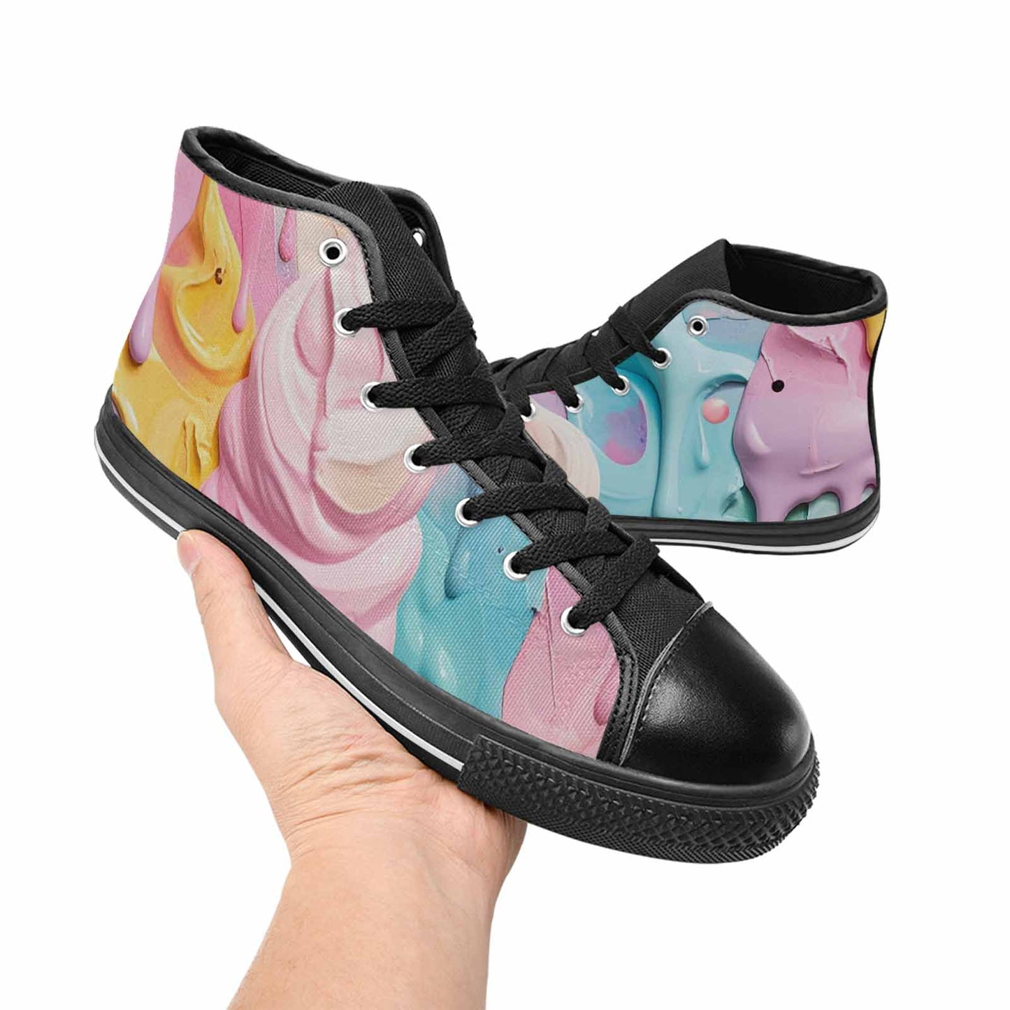 MEN'S Soft Serve Swirl Monster Characters High Top Canvas Surreal Sneakers