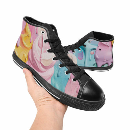 MEN'S Soft Serve Swirl Monster Characters High Top Canvas Surreal Sneakers