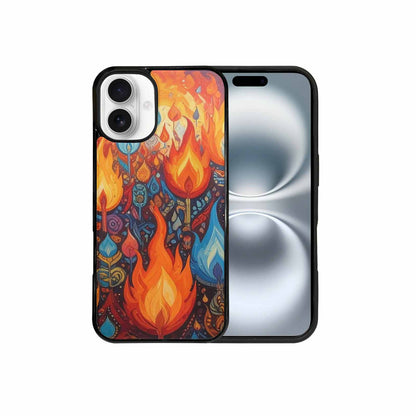 iPhone 16 Plus Case — Flame Burst Full Color Vibrant Flame, Original Design Phone Case