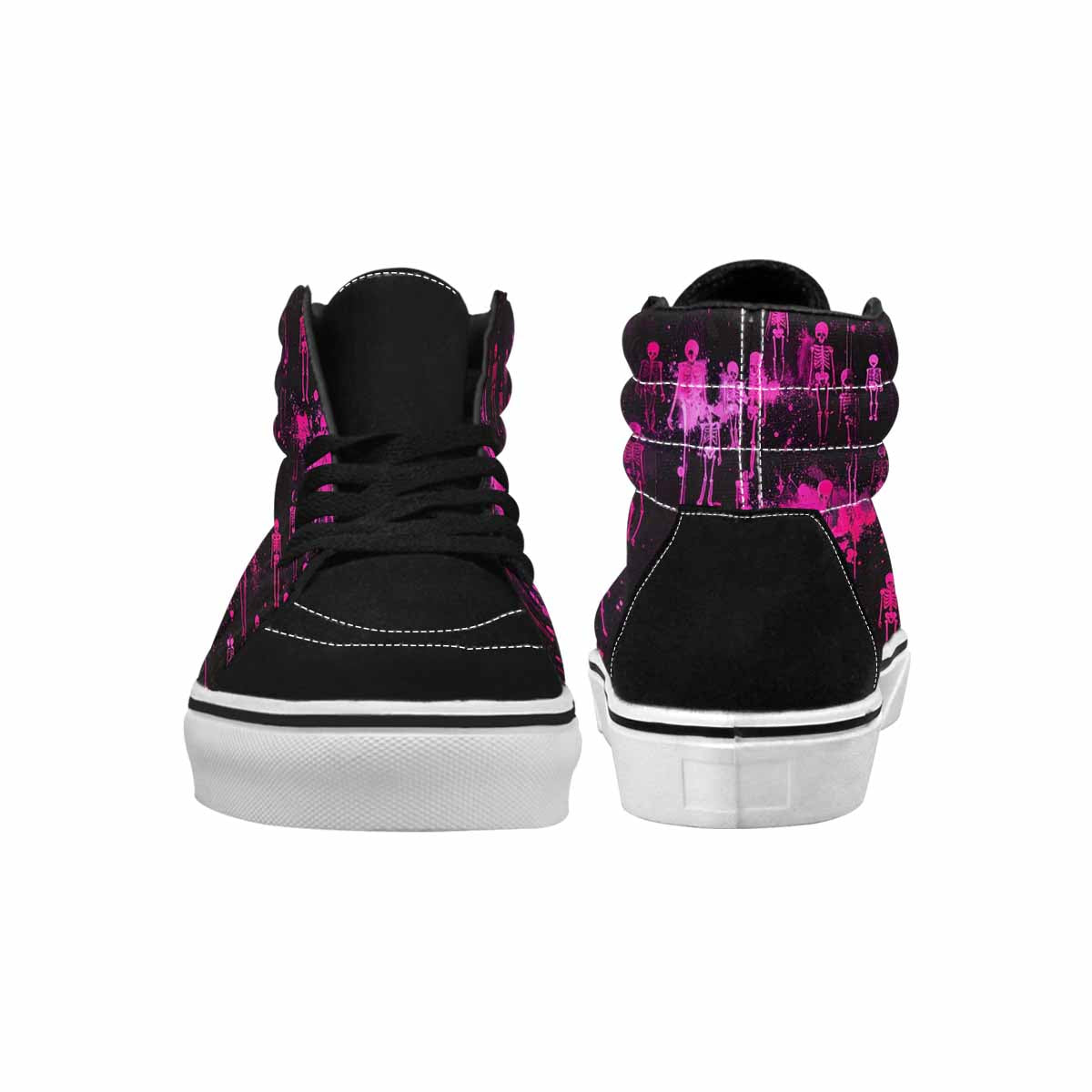 MEN'S Skeletons  Neon Pink High Top Canvas Aesthetic Shoes