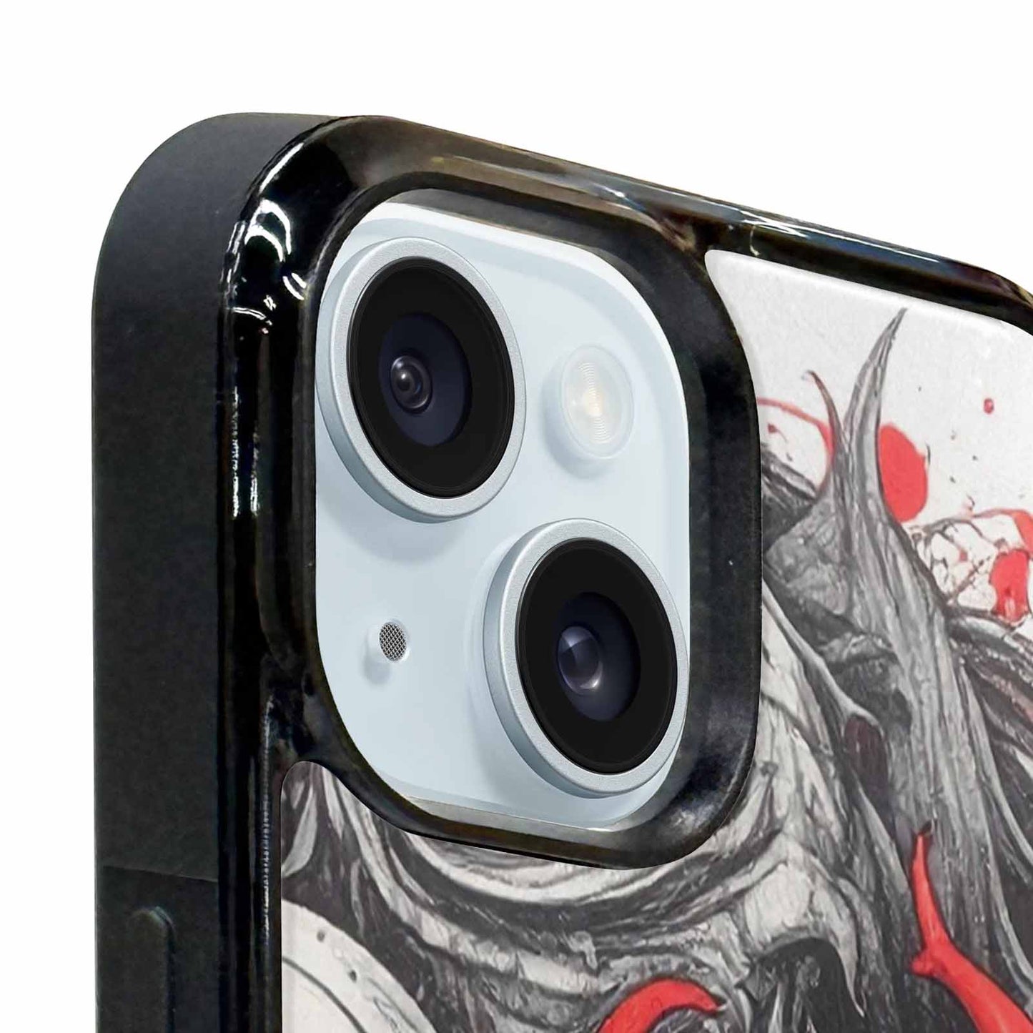 iPhone 15 Plus Case — Multi Eye Monster Black Red Ink, Customized Protective Case