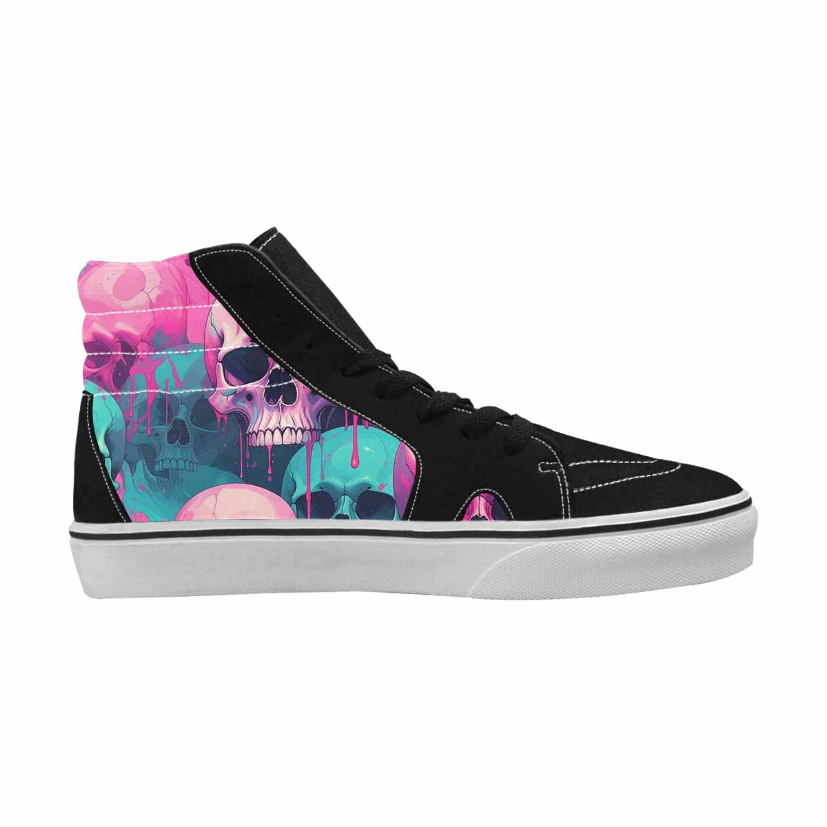 WOMEN'S Thousands Of Skulls High Top Canvas Vibrant Chaos Sneakers