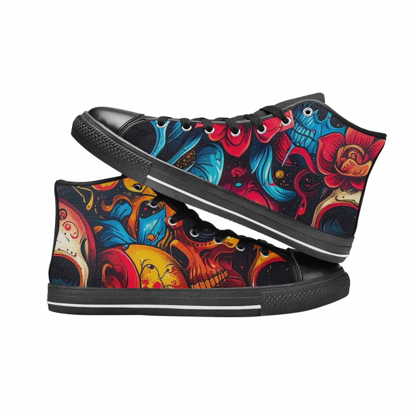 WOMEN'S Graffiti Skull High Top Canvas Cottagecore Sneakers
