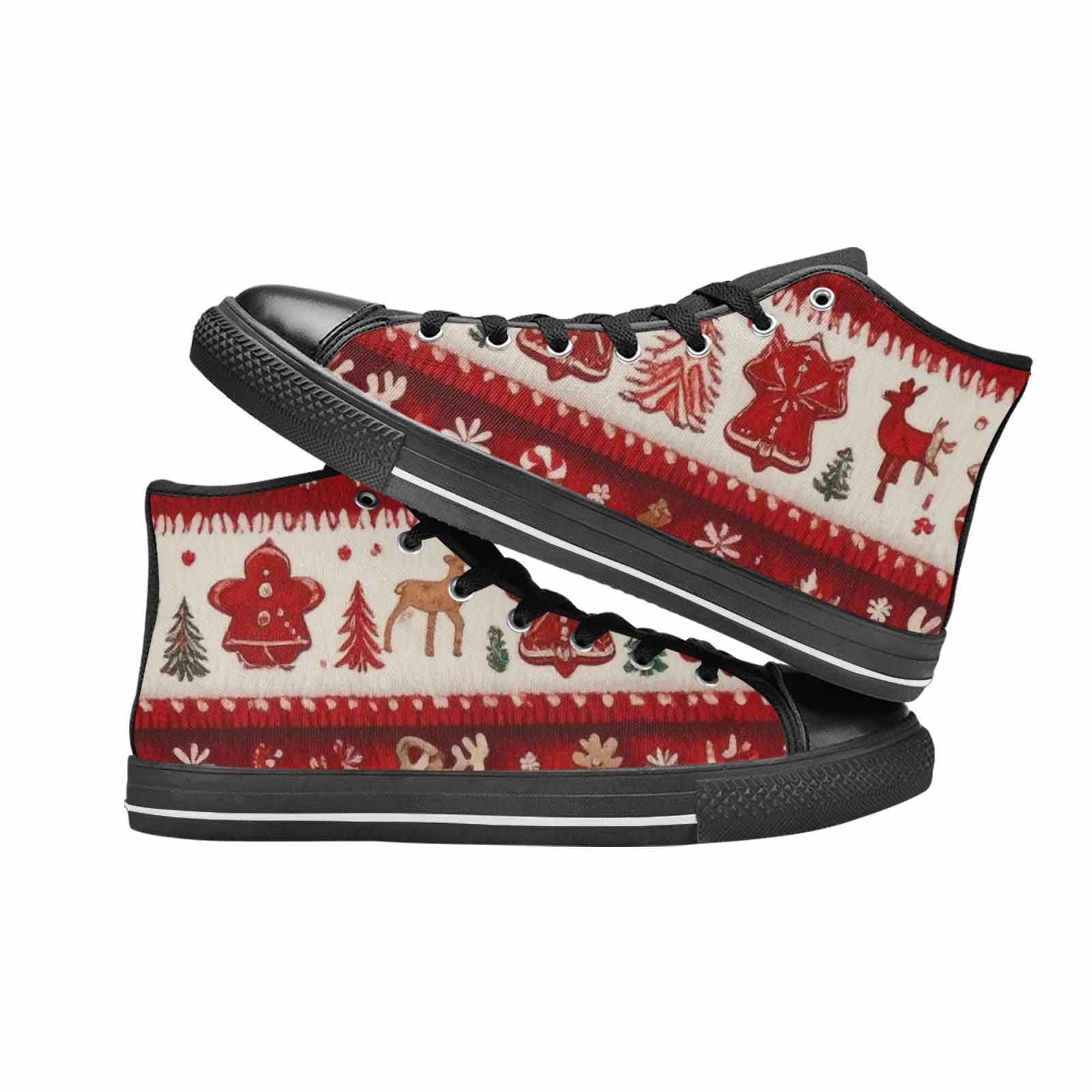 MEN'S Christmas Holly Snowflake High Top Canvas Vivid Sneakers