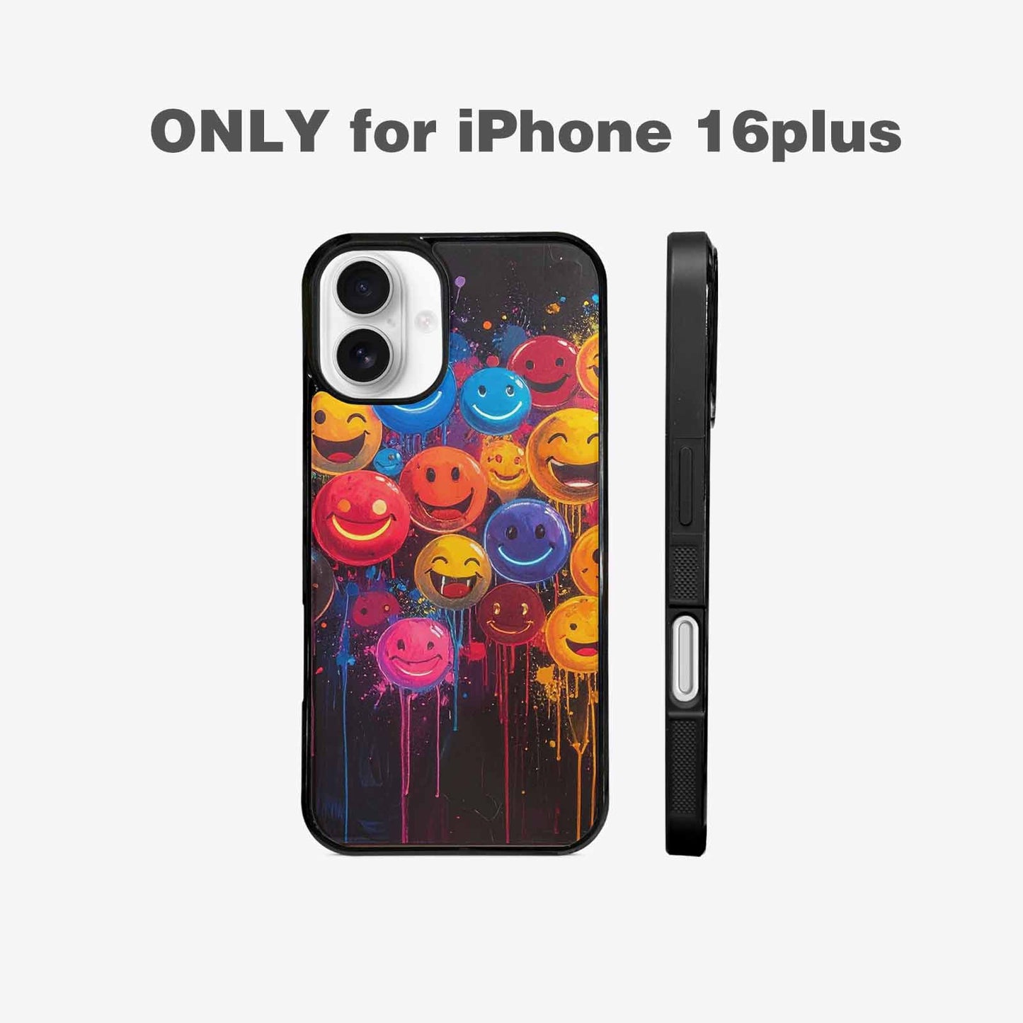 iPhone 16 Plus Case — Smiley Faces Glow Smiley Faces Pattern, Customized Protective Case