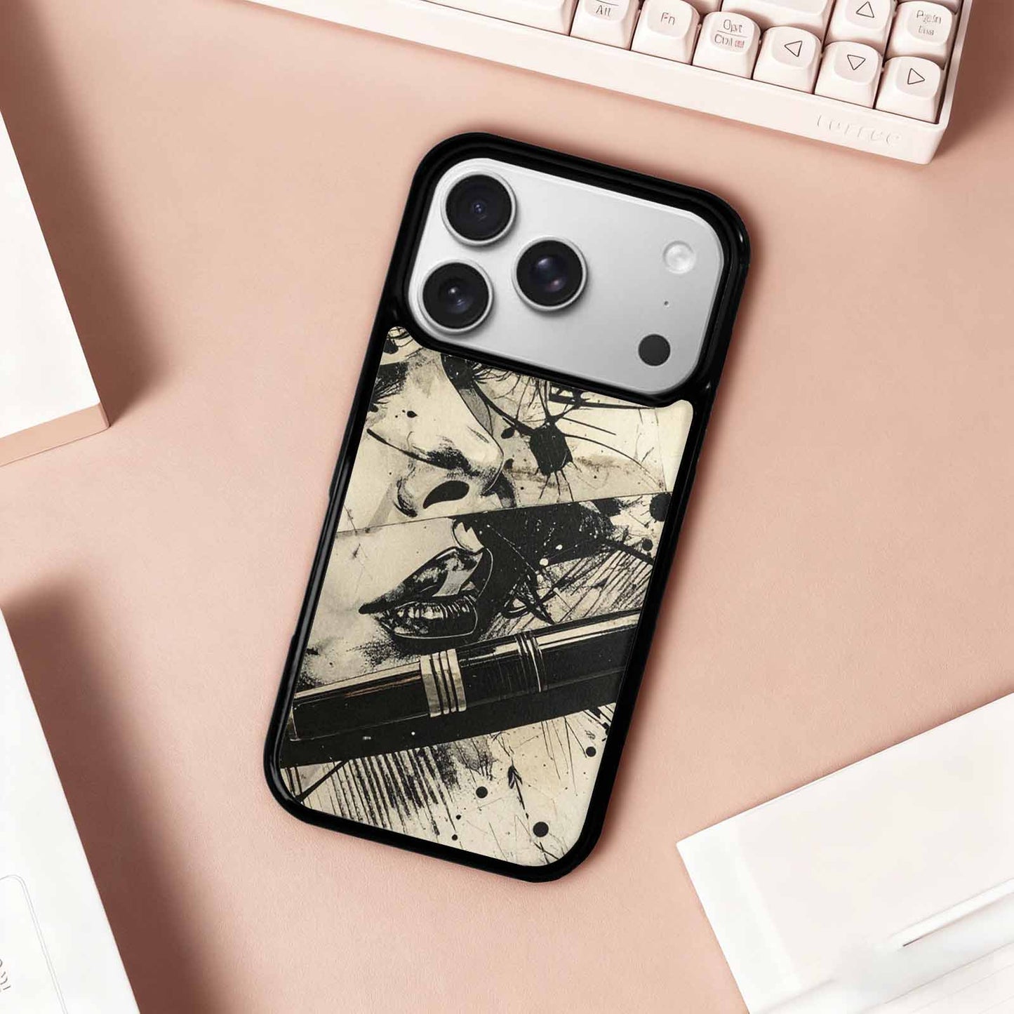 iPhone 17 Pro Case — Black And White Solid Black Retro, Customized Protective Case