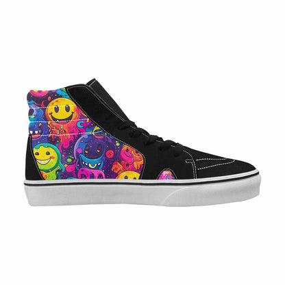 MEN'S Yellow Smiley Face High Top Canvas Surreal Custom Shoes
