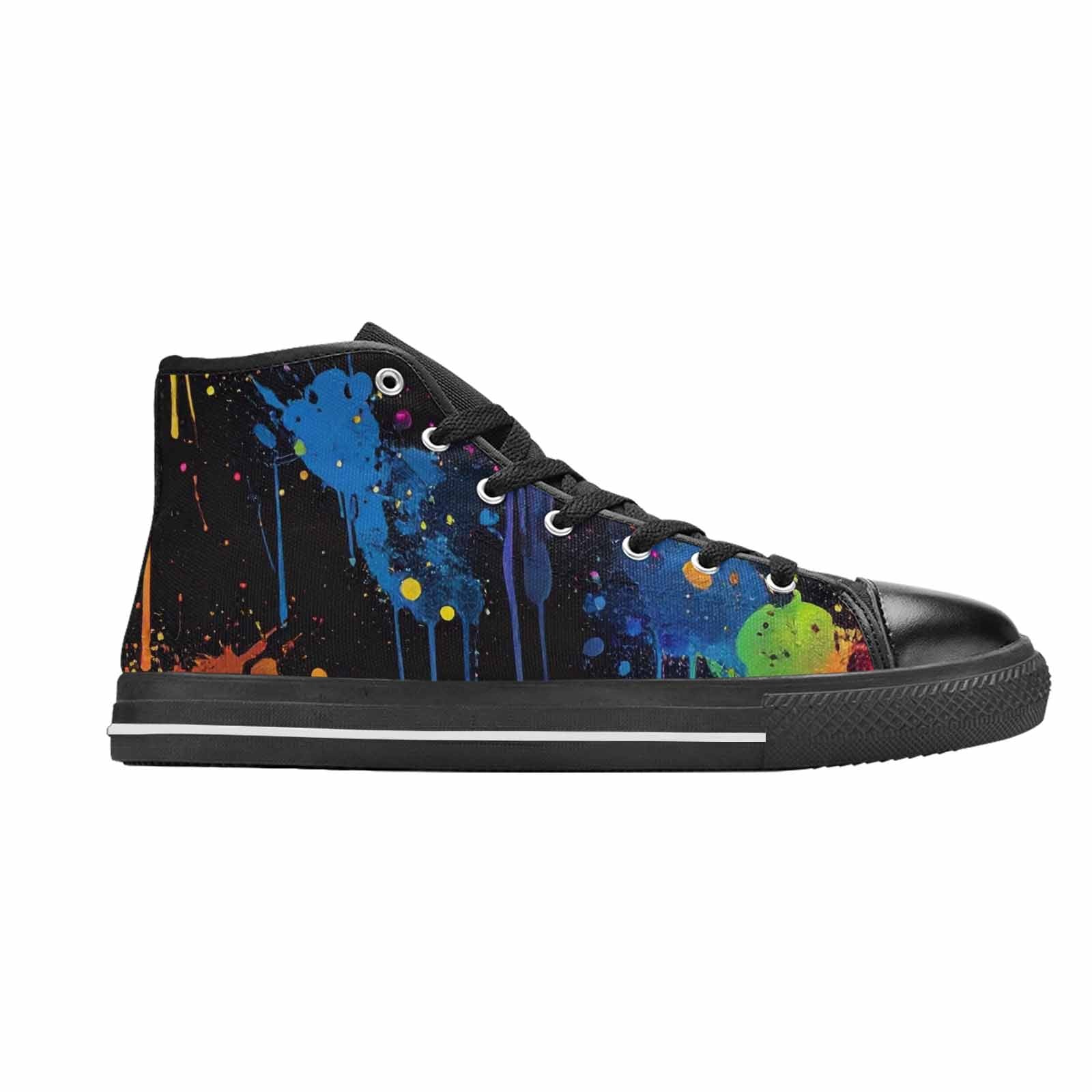 WOMEN'S Paint Splatter High Top Canvas Wallpaper Art Custom Shoes