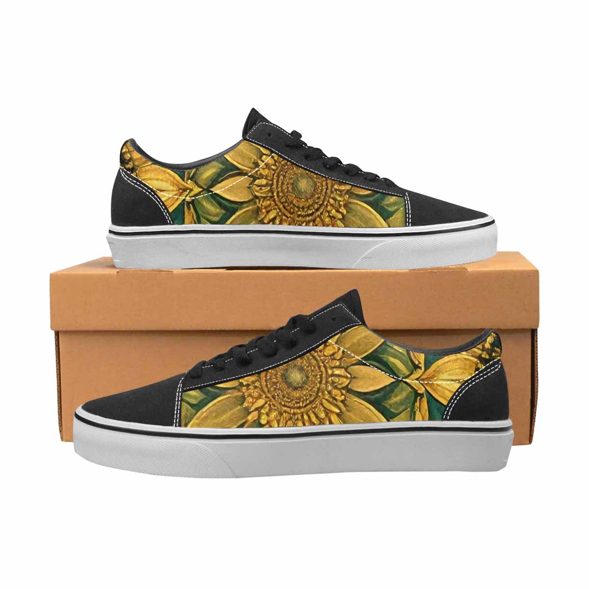 WOMEN'S Sunflower Mandala Kaleidoscope Canvas Lace-Up Wallpaper Art Sneakers