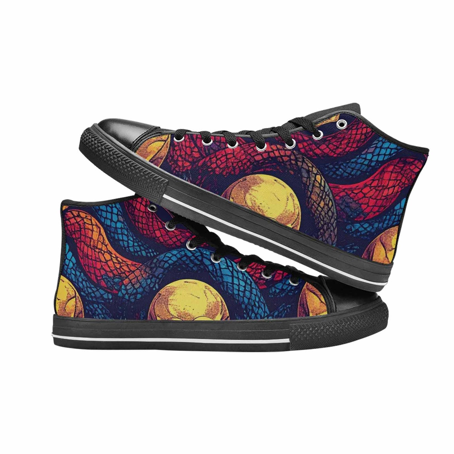 WOMEN'S Snake Skulls Print High Top Canvas Grunge Shoes