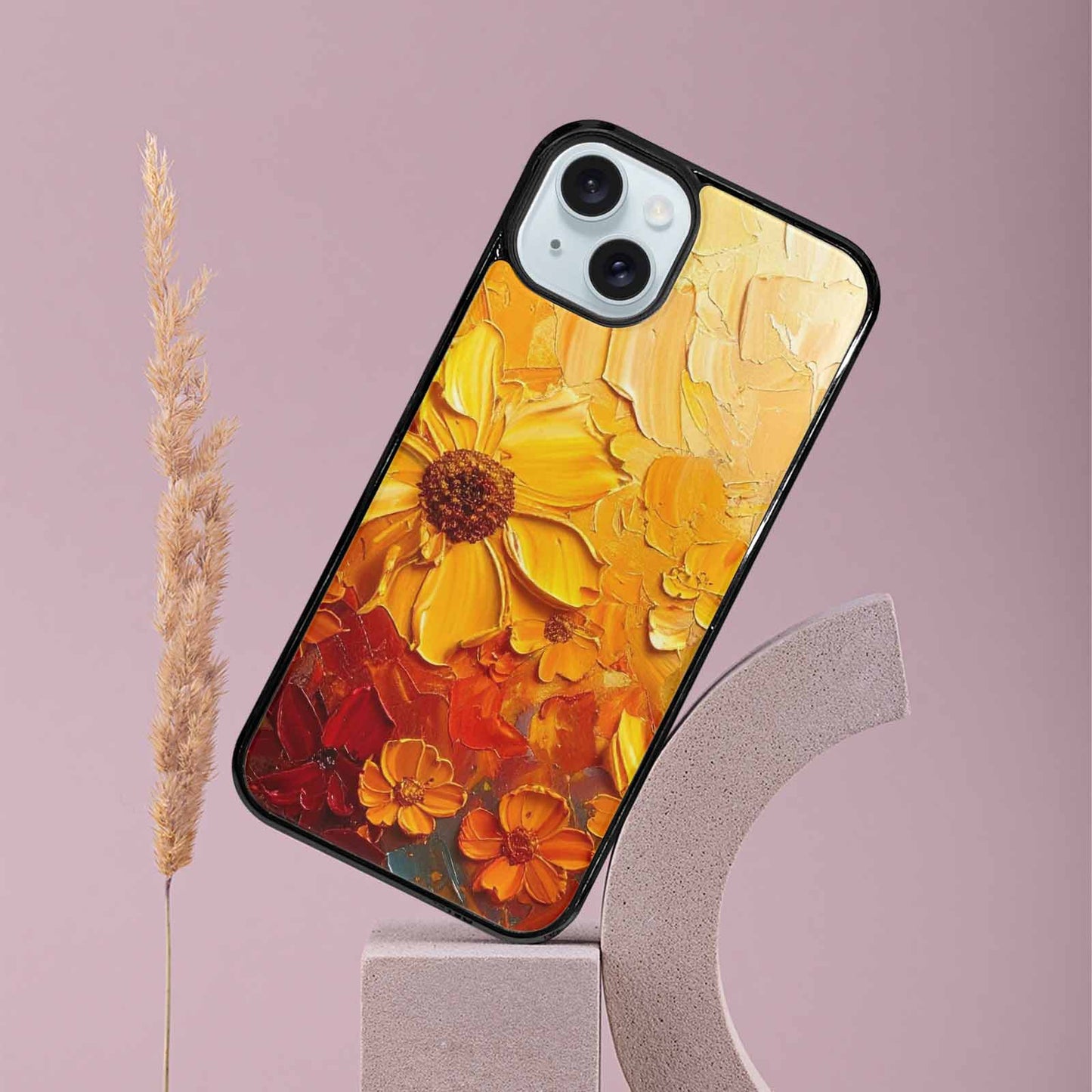 iPhone 15 Plus Case — Impressionist Sunflower Brushstroke Pattern Hundreds Of, Custom Phone Case