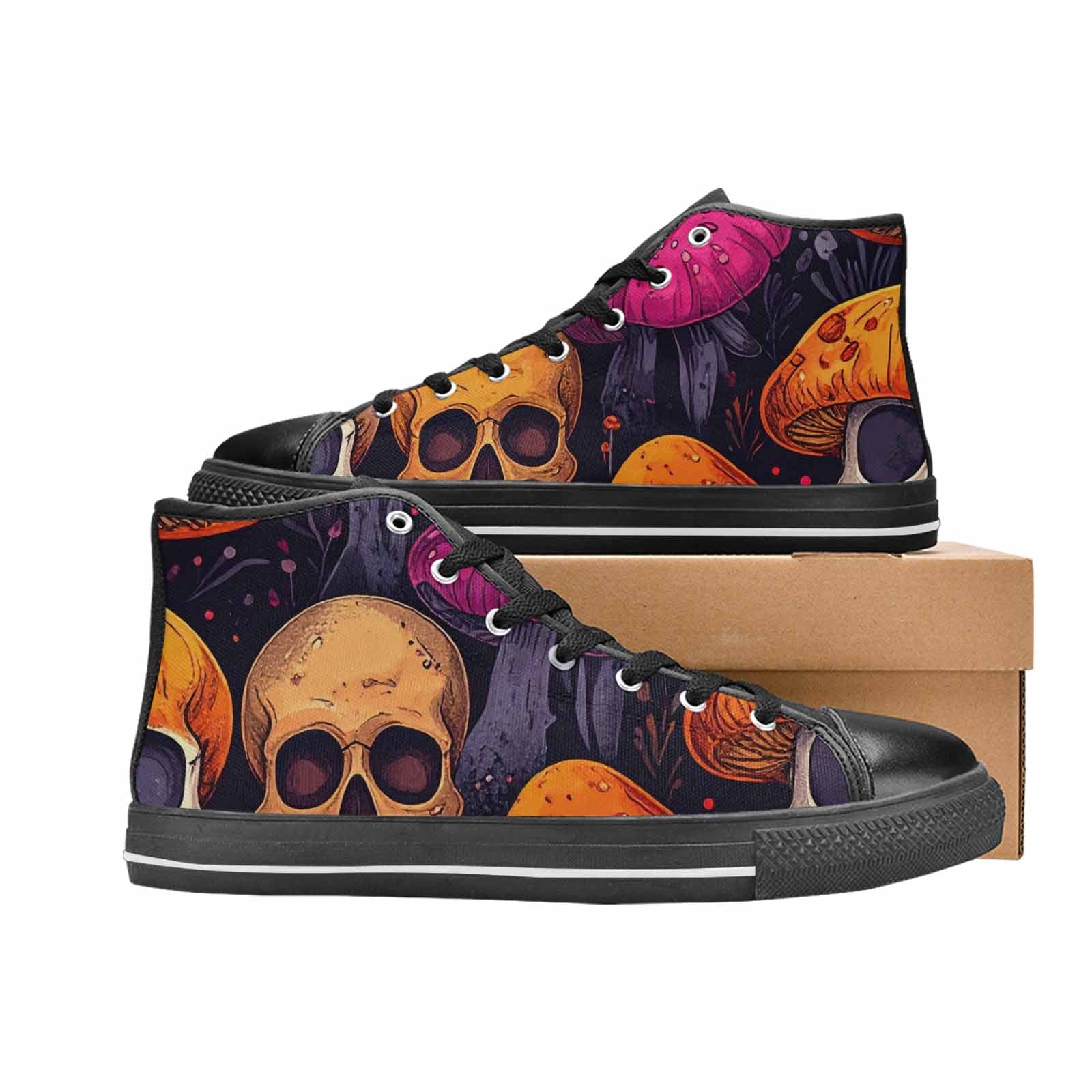 MEN'S Mushroom Skulls High Top Canvas Y2K Custom Sneakers