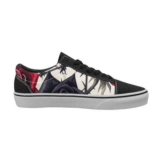 MEN'S Black Gothic Rose Canvas Lace-Up Cottagecore Shoes