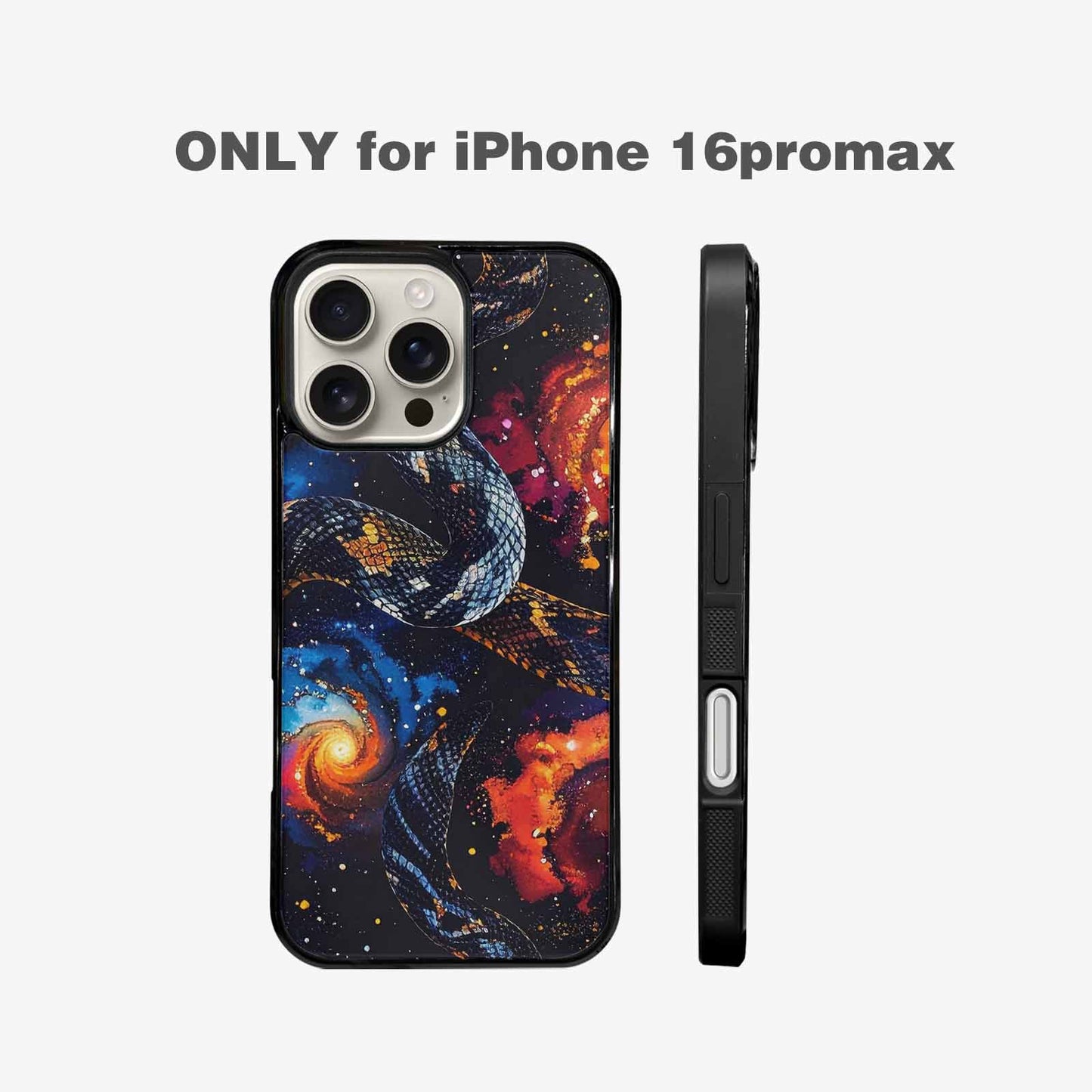 iPhone 16 Pro Max Case — Galaxy Snake Print, Personalized Phone Case