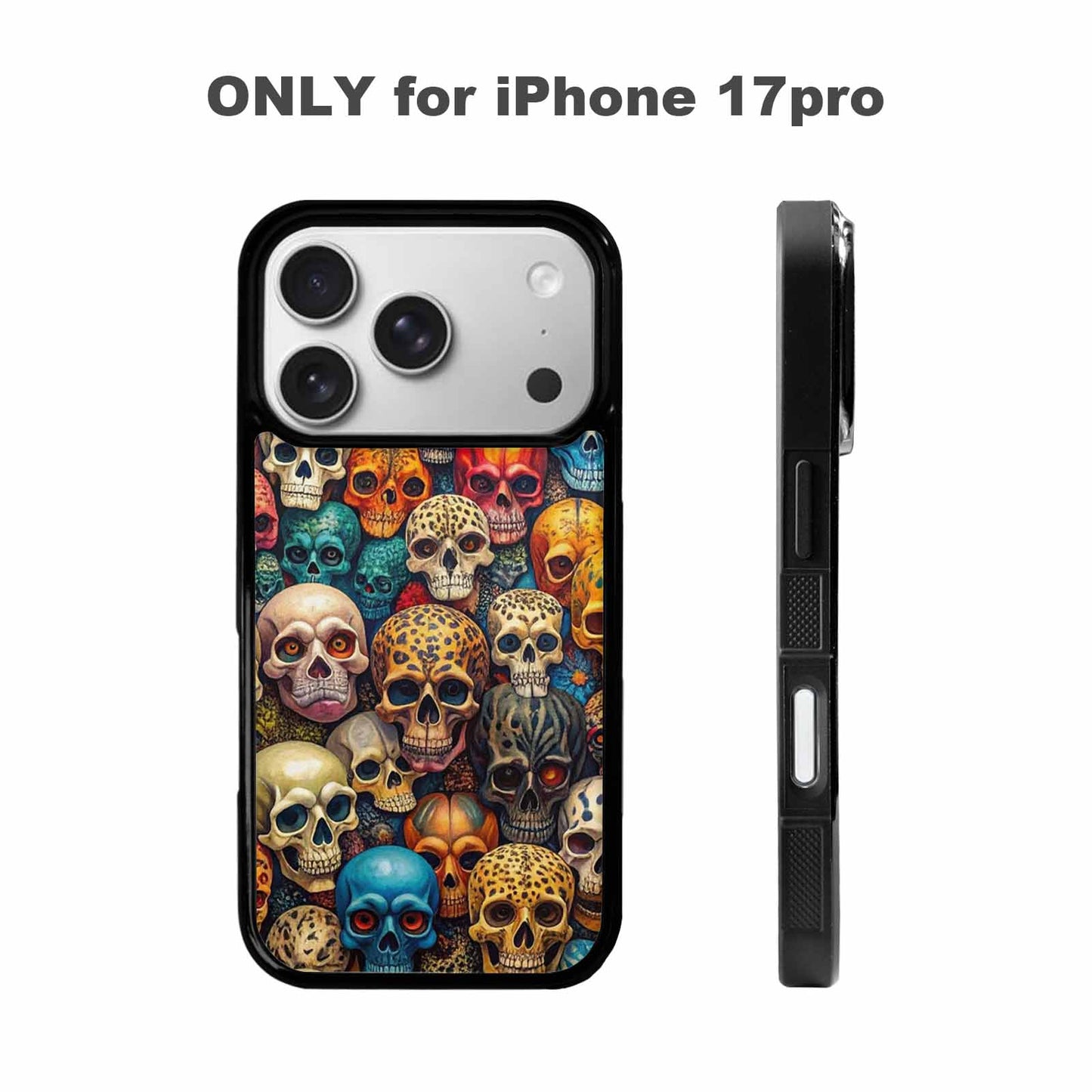 iPhone 17 Pro Case — Skulls Animal Print Skulls Pattern Gothic, Custom Print Case Cover