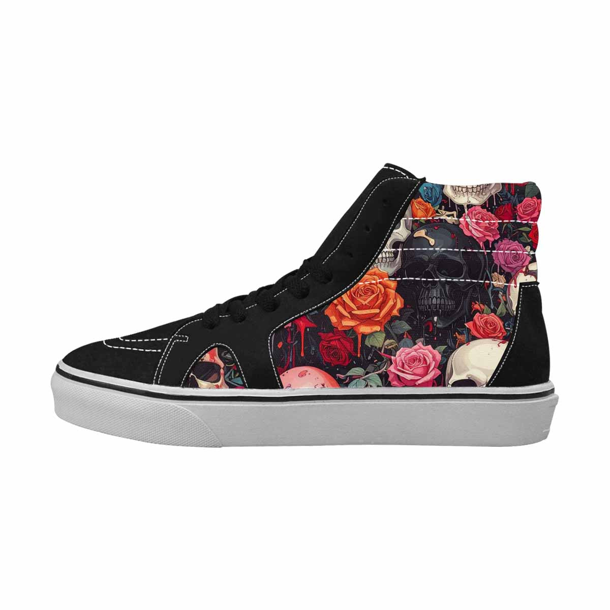 MEN'S Skulls Roses Skulls Roses High Top Canvas Melting Art Sneakers