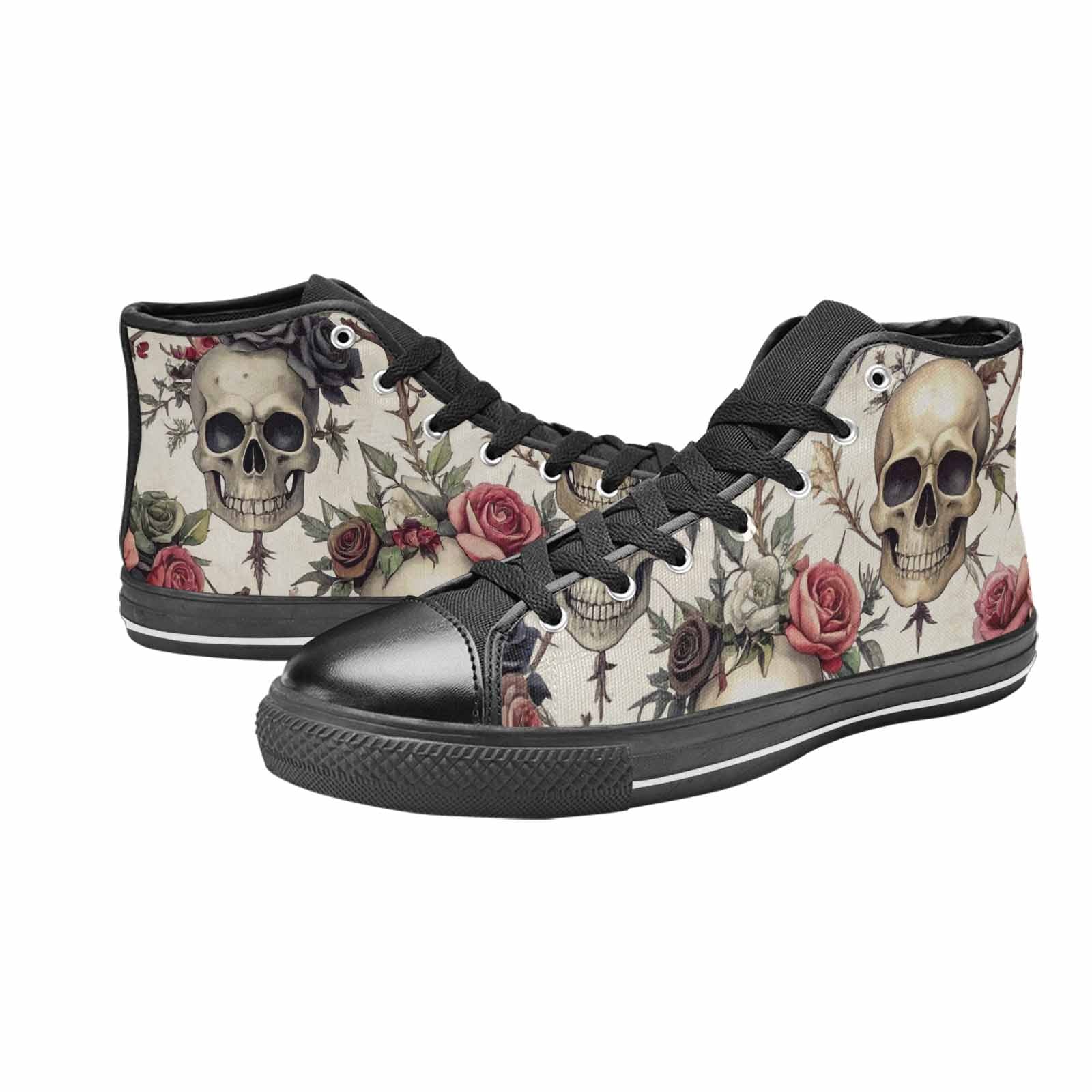 MEN'S Skulls - Roses High Top Canvas Wallpaper Art Custom Shoes