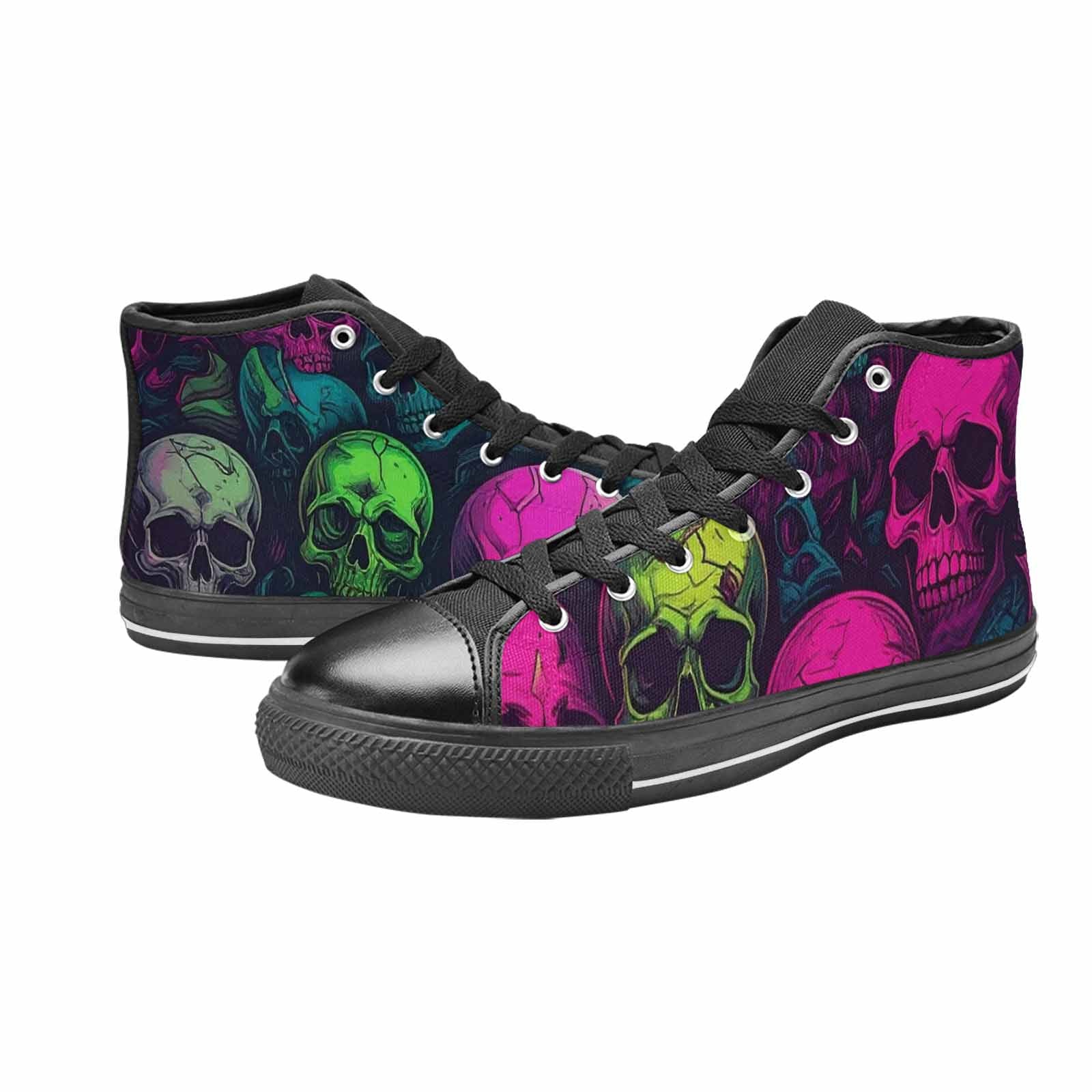 WOMEN'S Skulls - Neon High Top Canvas Dark Academia Shoes
