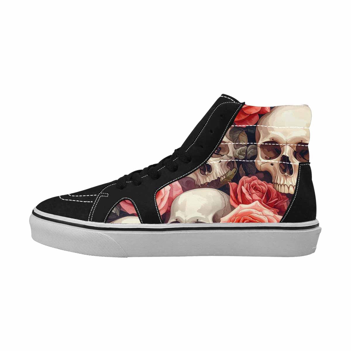 WOMEN'S Skulls Roses Soft Airbrush High Top Canvas Surreal Shoes