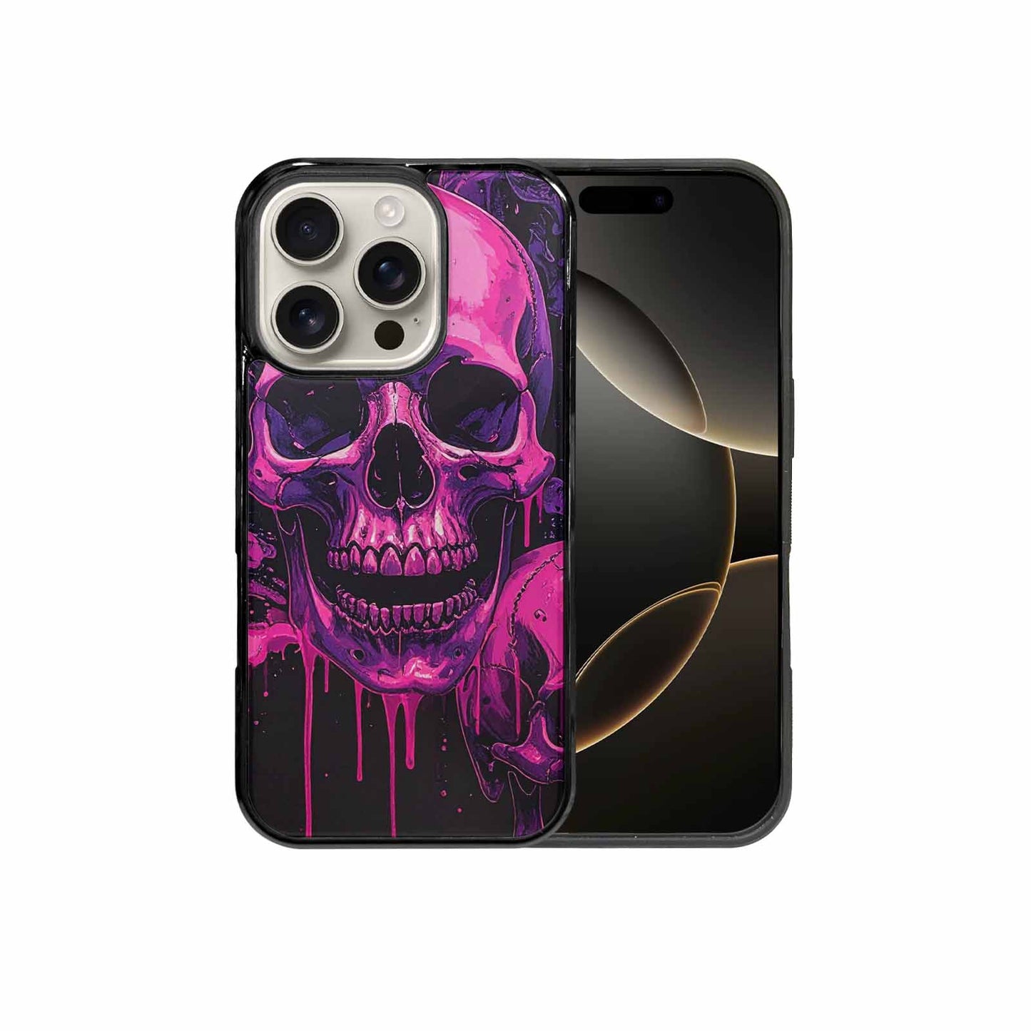 iPhone 16 Pro Case — Pink Purple Skeletons Neon Drip Melting, Custom Made Phone Cover