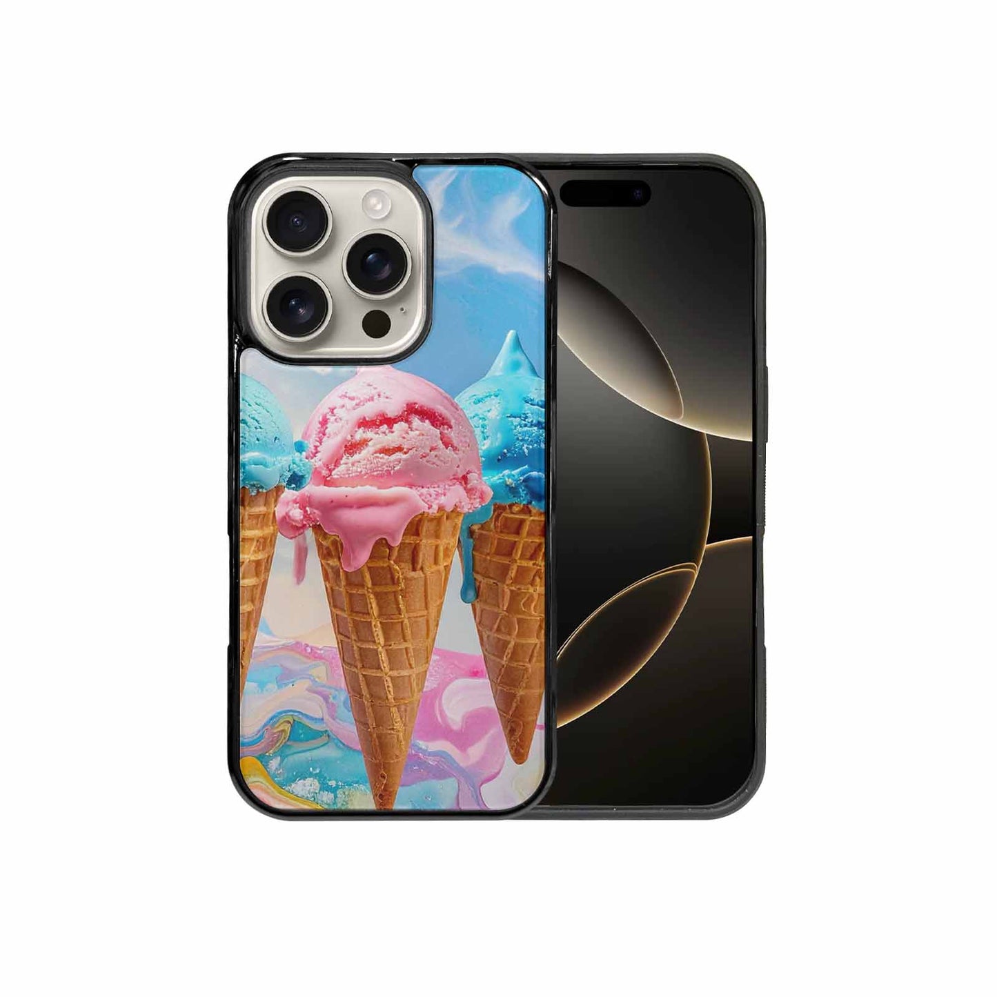 iPhone 16 Pro Case — Collage Of Overlapping Waffle Cone Icecream, Customized Protective Case