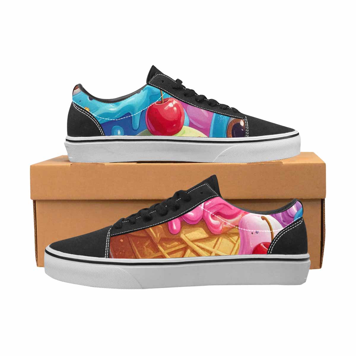 WOMEN'S Melting Icecream Monster Cherry Canvas Lace-Up Dark Academia Sneakers