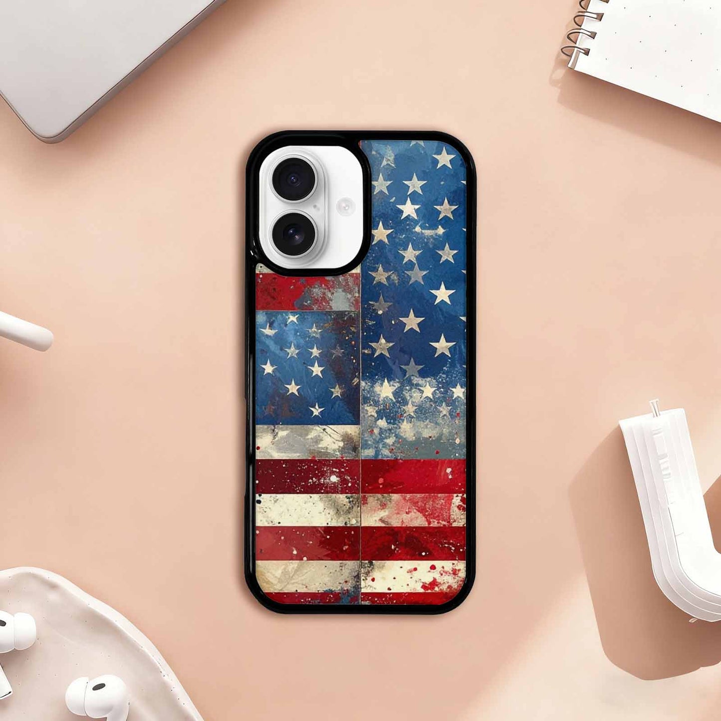 iPhone 17 Case — Small American Flag Stars Galaxy Space, Personalized Phone Case